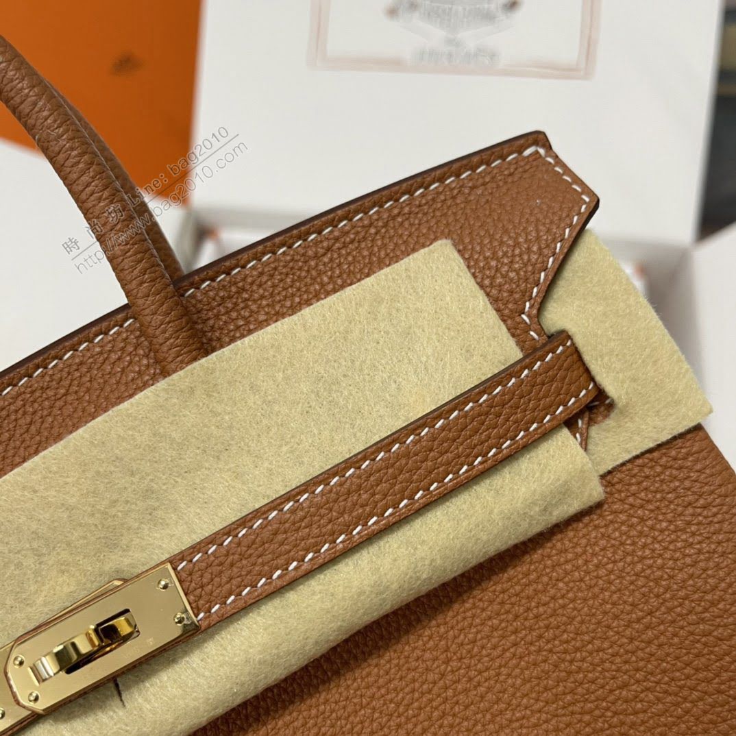 Hermesn鉑金女包 愛馬仕Birkin手提包 金棕 金扣 原廠Togo皮 純手工蠟線縫製  am2235